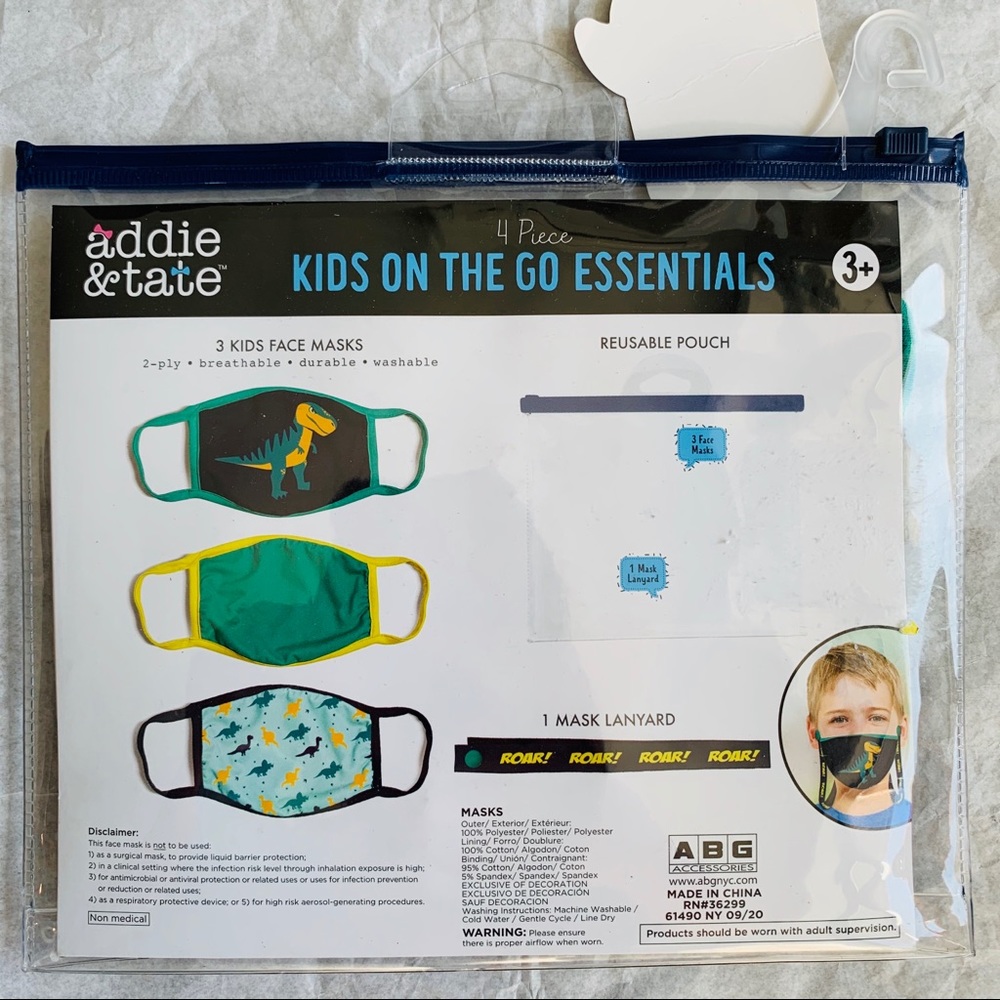 3+1 Pack addie&tate Graphic Face Masks for Kids - Picture 3 of 5